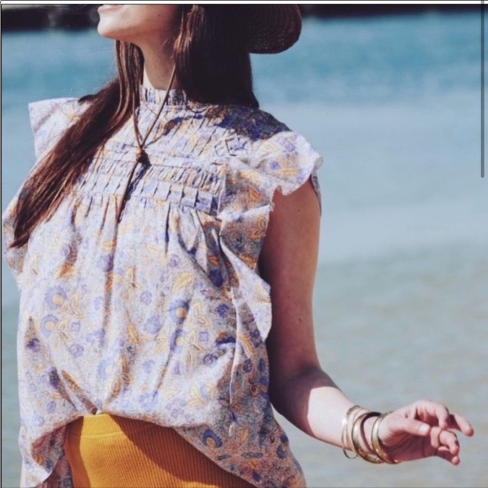 Love the Label Anthropologie Josepha Smocked Floral Blouse in Lavender